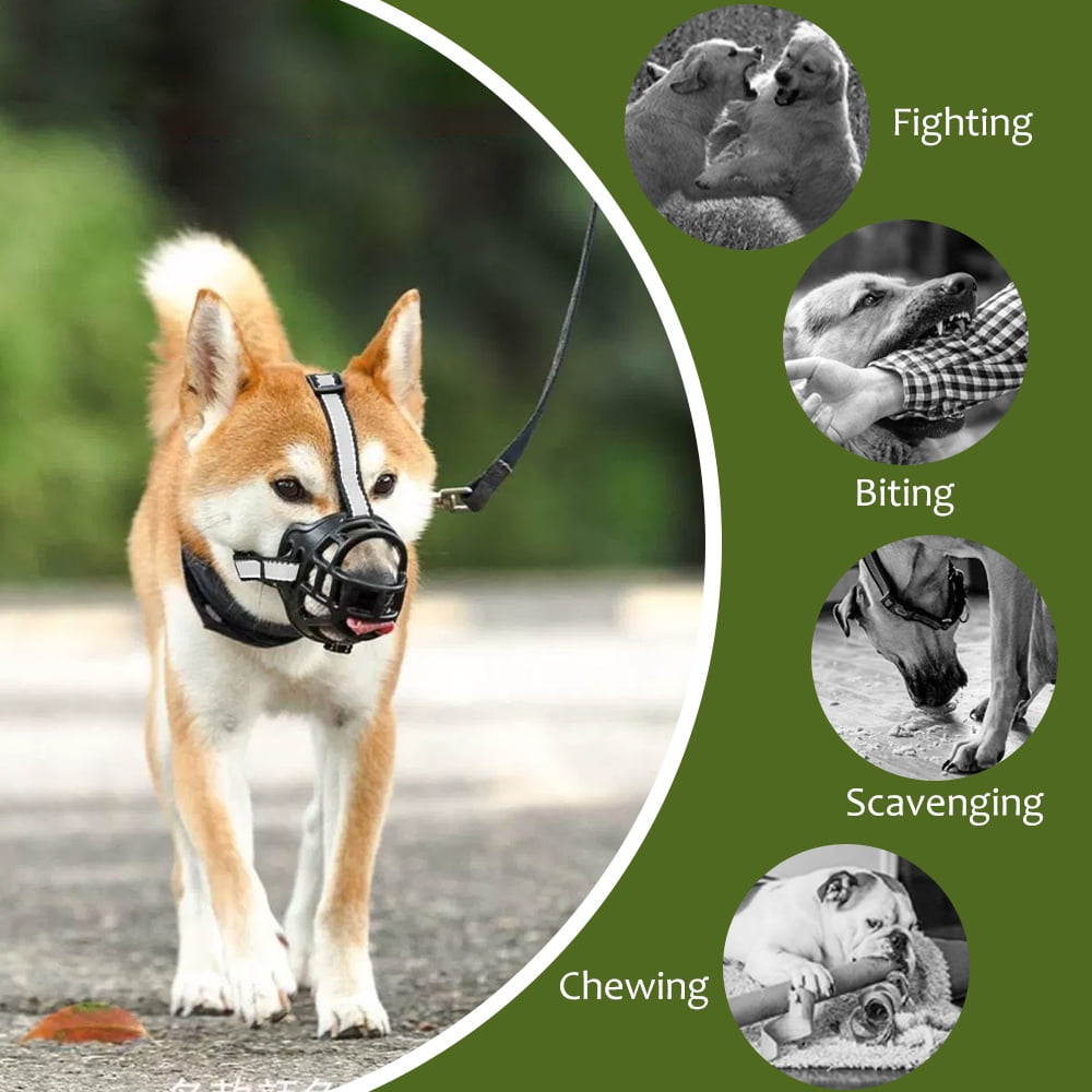 Reflective Dog Muzzle- Size 4, Perfect for Large Dogs, Prevents Chewing and Biting, Basket allows Panting and Drinking-Comfortable,Adjustable, Durable