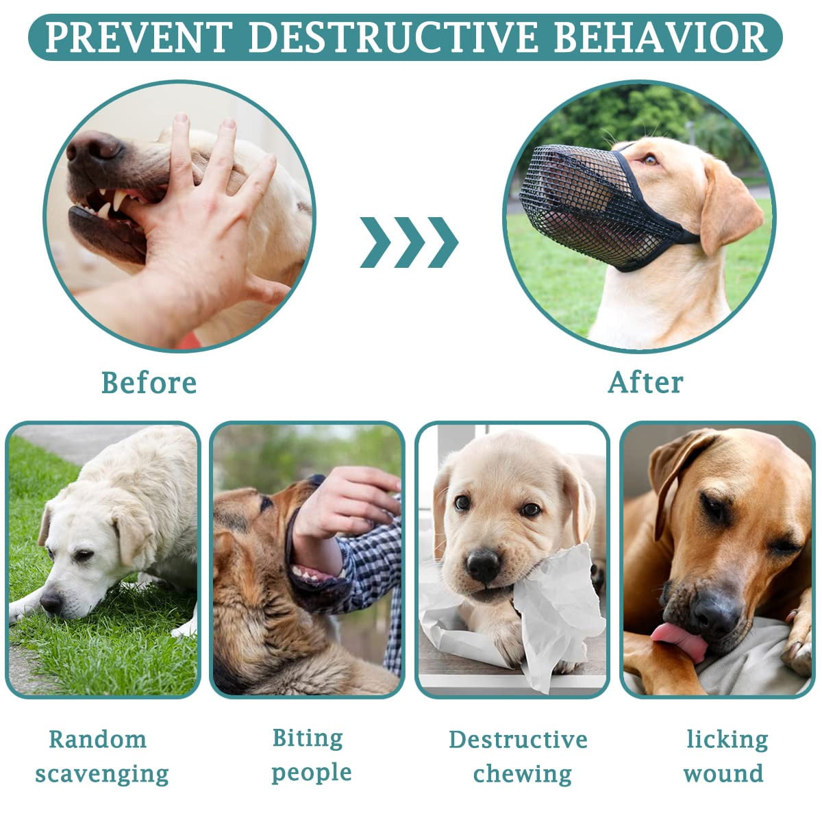 Dog Muzzle,Soft Mesh Muzzles for Medium Dogs, Breathable Adjustable Muzzles,Black M