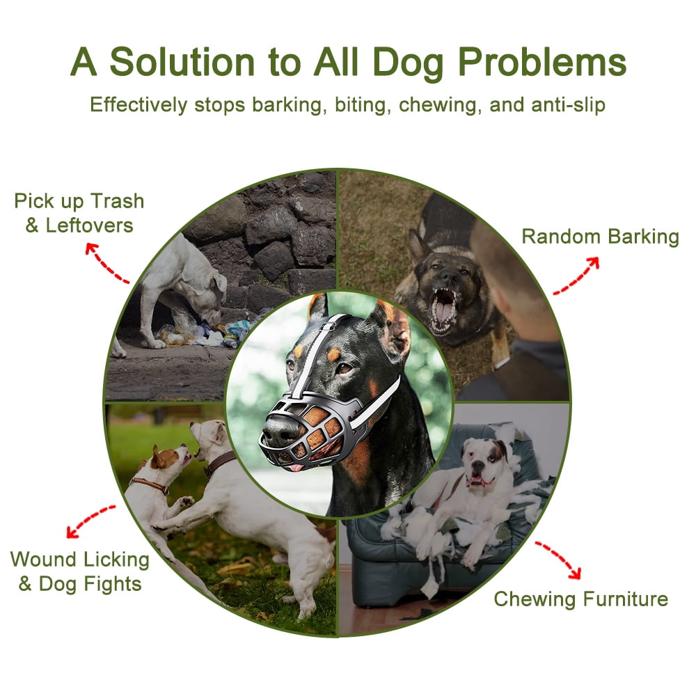 Dog Muzzle,Soft Silicone Reflective Basket Muzzle for Small Medium Dogs,Allows Panting and Drinking,Prevents Unwanted Barking Biting and Chewing?Size 2