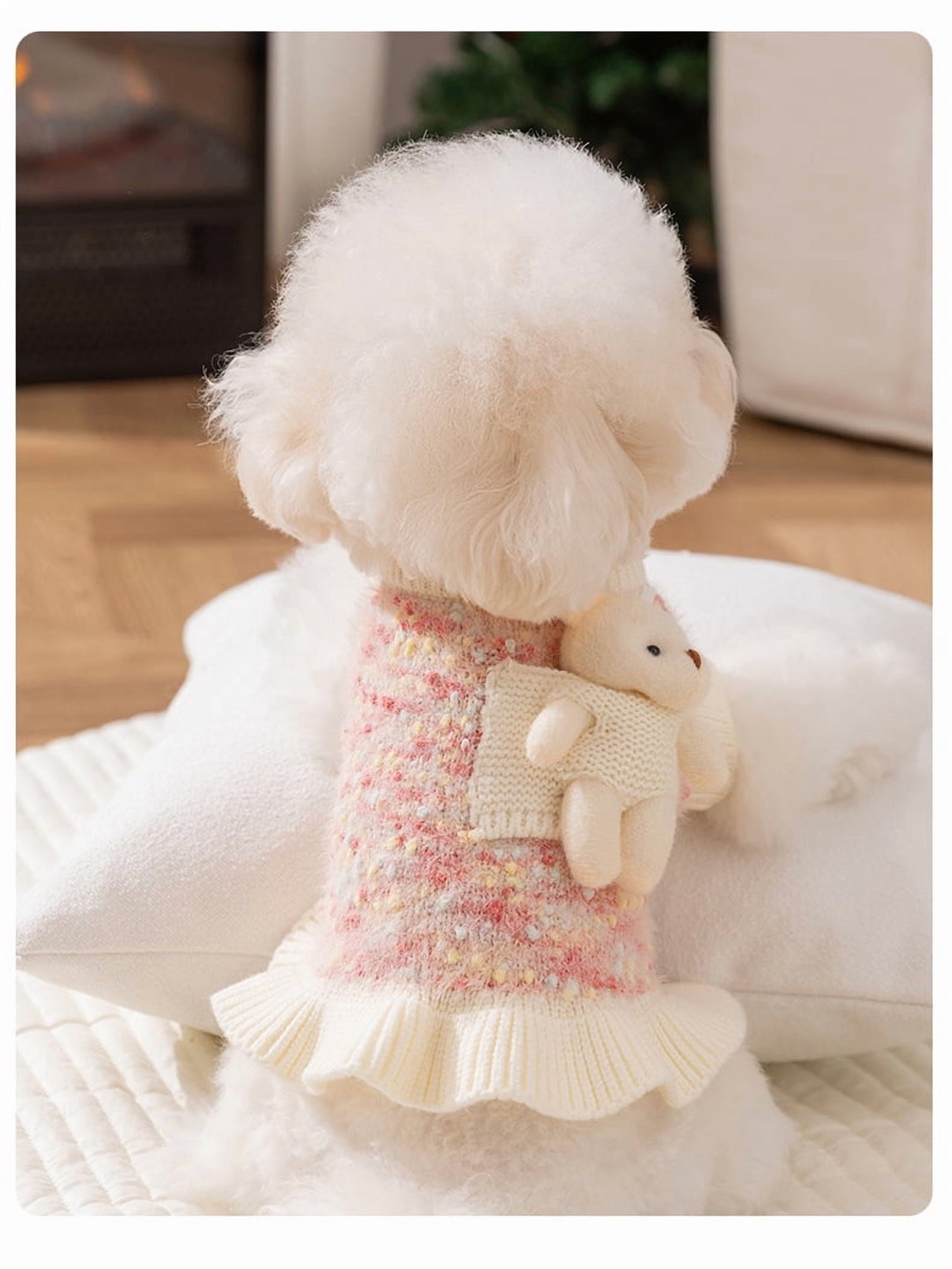 Warm Dog Sweater, Soft Pet Knitwear, Knitted Pullover, Winter Pet Clothes for Small Medium Dogs Cats,Pink M