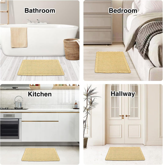 Bathroom Rugs Non Slip Washable, Absorbent Bath Mat Quick Dry Bathroom Rug,Beige 24x36"