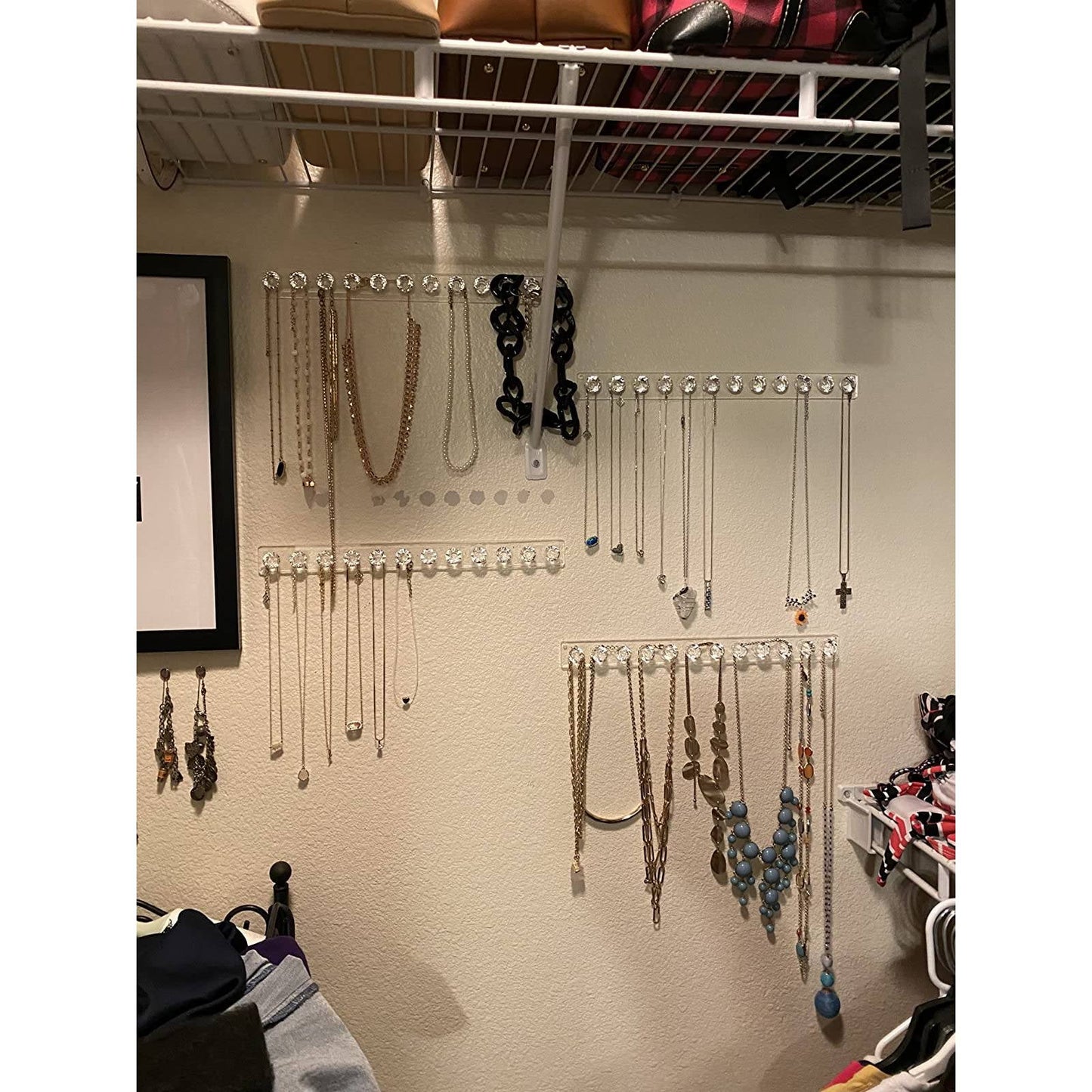 Acrylic Necklace Holder Set of 3, Wall Mounted Jewelry Organizer Hanging ,Clear Necklaces Hanger, Jewelry Hangers for Necklace, Bracelet, Gift for Girls Women