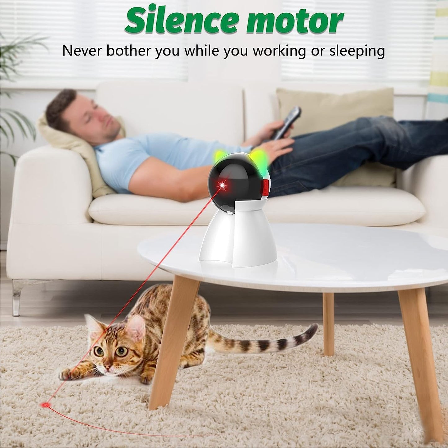 Automatic Cat Laser Toys, Interactive Laser Cat Toys for Indoor Cats/Kitty/Dogs, Rechargeable Cat Laser Toy Automatic,Laser for Cats to Chase
