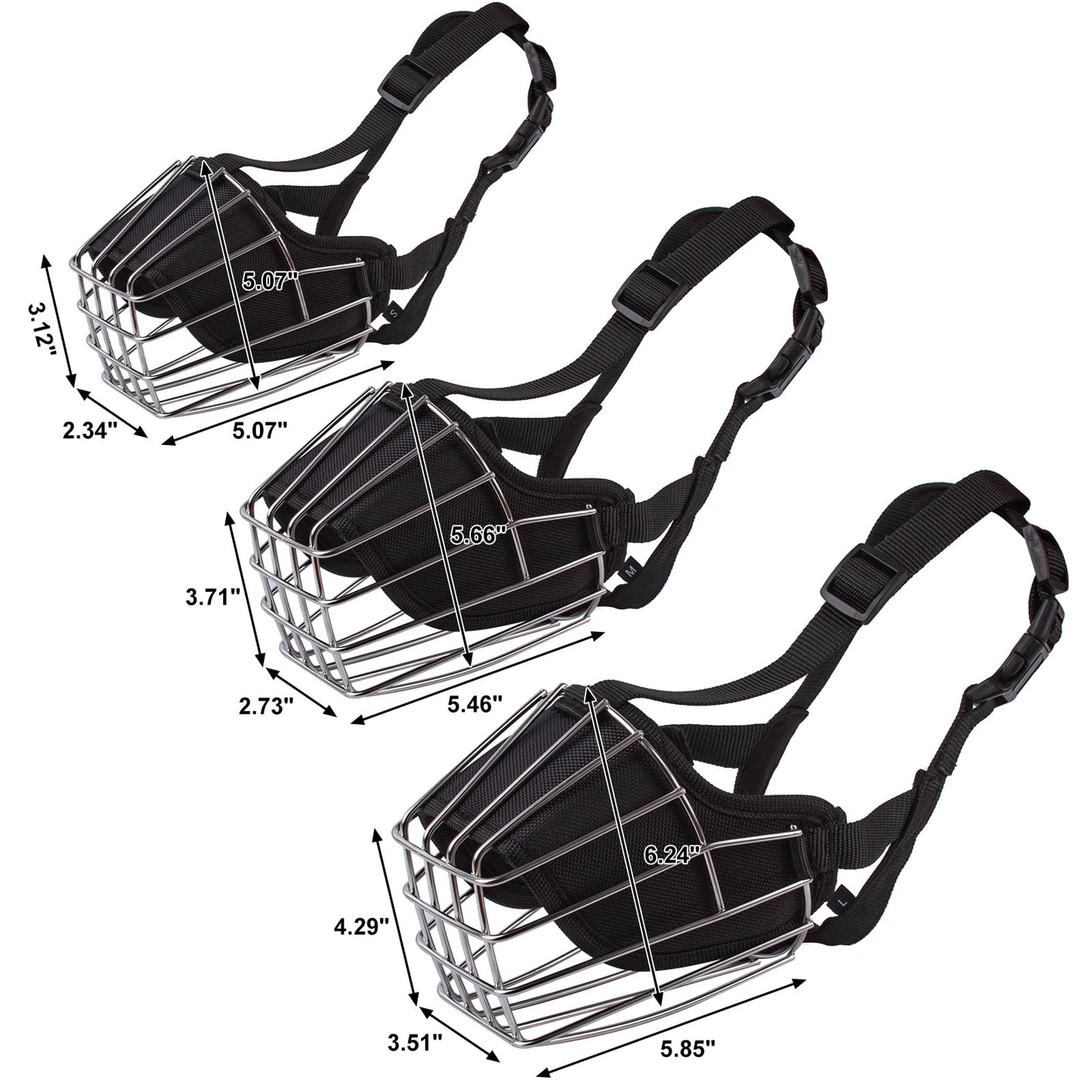 Dog Muzzle Wire Basket Metal Mask for Medium and Large Dogs, Breathable, Dog can Drink, Adjustable, Padded, Training, Prevents Biting,M