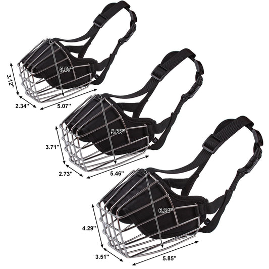 Dog Muzzle Wire Basket Metal Mask for Medium and Large Dogs, Breathable, Dog can Drink, Adjustable, Padded, Training, Prevents Biting,M
