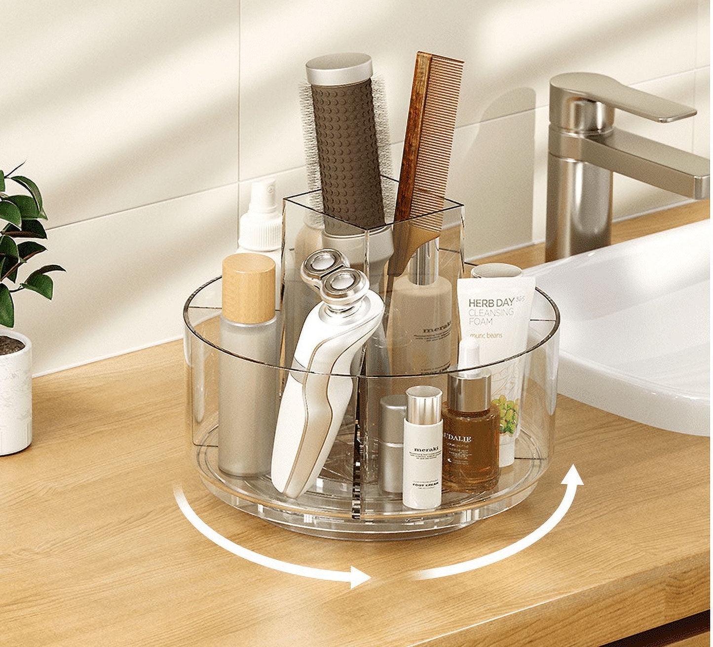 360 Rotating Makeup Organizer, Makeup Carousel Spinning Holder Storage Rack, Large Capacity Make up Caddy Shelf Cosmetics Organizer Box