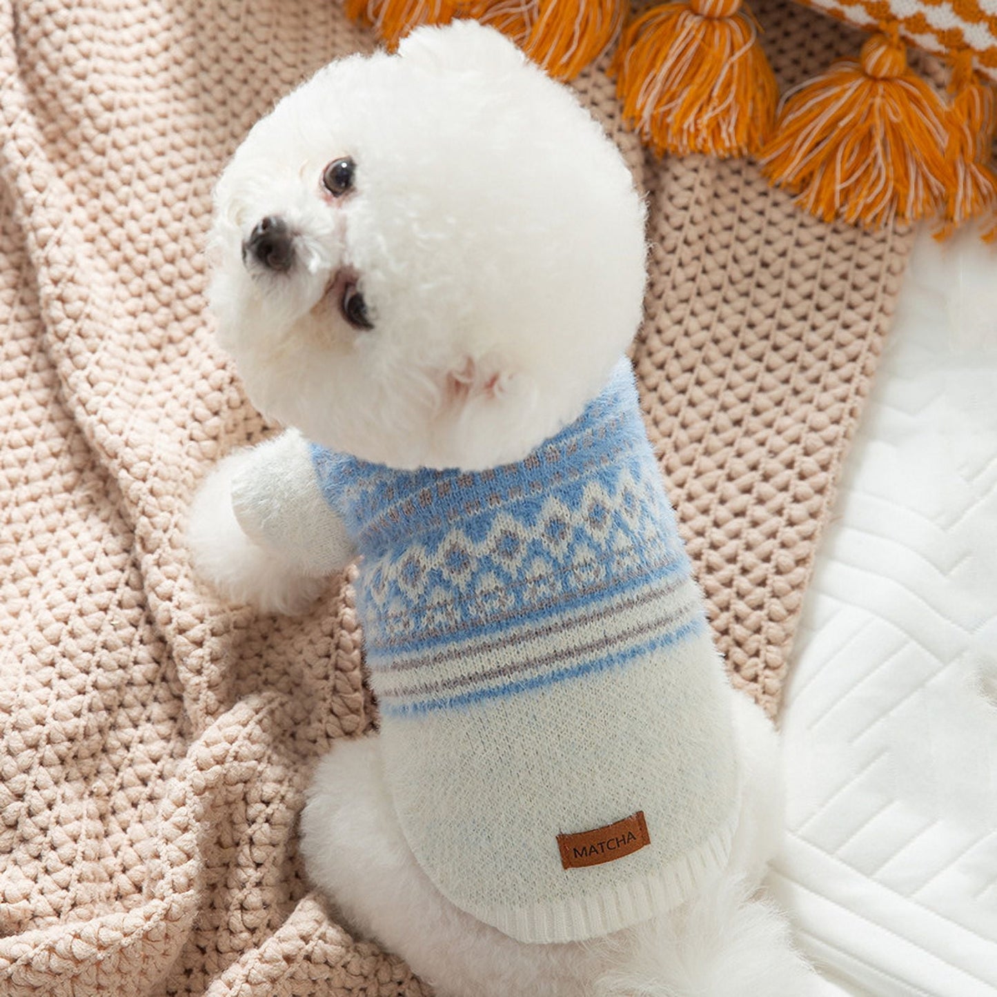 Dog Sweater, Thermal Dog Sweatshirt, Dog Winter Clothes for Small Dogs, Doggy Pullover Jumper, Pet Outfit, Blue S