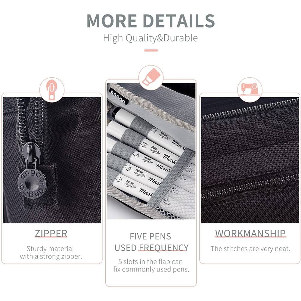Large Capacity Pencil Bag Handheld Pen Bag Cosmetic Portable Gift for Office School,Black