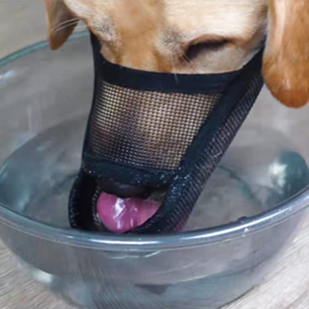 Dog Muzzle,Soft Nylon Muzzle Anti Biting Barking Chewing,Air Mesh Breathable Drinkable Adjustable Pets Muzzle for Large Dogs,Black XL