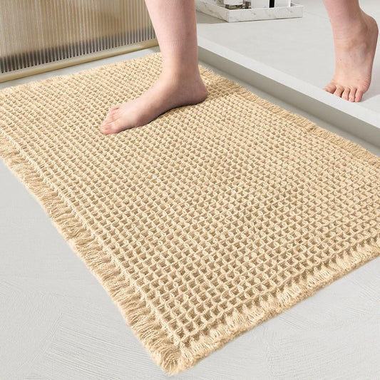 Bathroom Rugs, Absorbent Non Slip Bath Rugs, Machine Washable Bath Mats for Bathroom Floor, Tub and Shower,Beige 17x24"