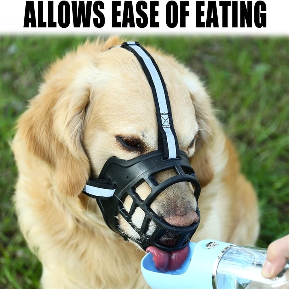 Reflective Dog Muzzle- Size 4, Perfect for Large Dogs, Prevents Chewing and Biting, Basket allows Panting and Drinking-Comfortable,Adjustable, Durable