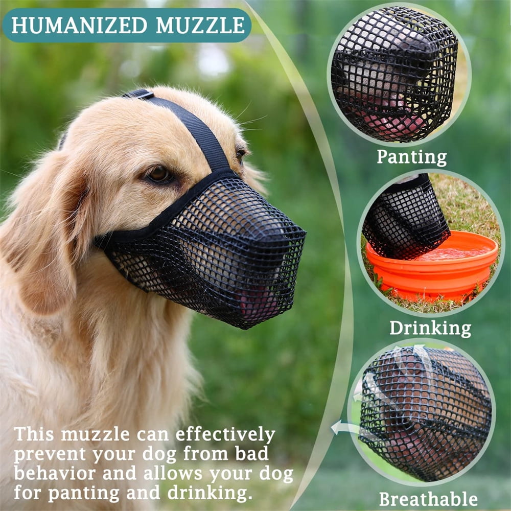Dog Muzzle,Soft Mesh Covered Muzzles for Large Dogs,Protection Muzzle with Adjustable Straps,Prevent Biting Chewing and Licking,Black XL