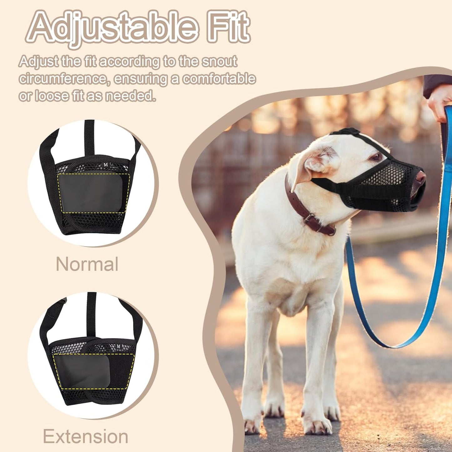 Dog Muzzle,Soft Nylon Muzzle Anti Biting Barking Chewing,Air Mesh Breathable Drinkable Adjustable Loop Pets Muzzle for Small Medium Dogs,Black S