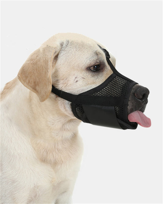 Dog Muzzle, Breathable Nylon Muzzles for Dogs, Soft Air Mesh Pet Muzzles Anti Chewing Allow Eating Drinking, Adjustable Mouth Cover Prevent Biting,Black M
