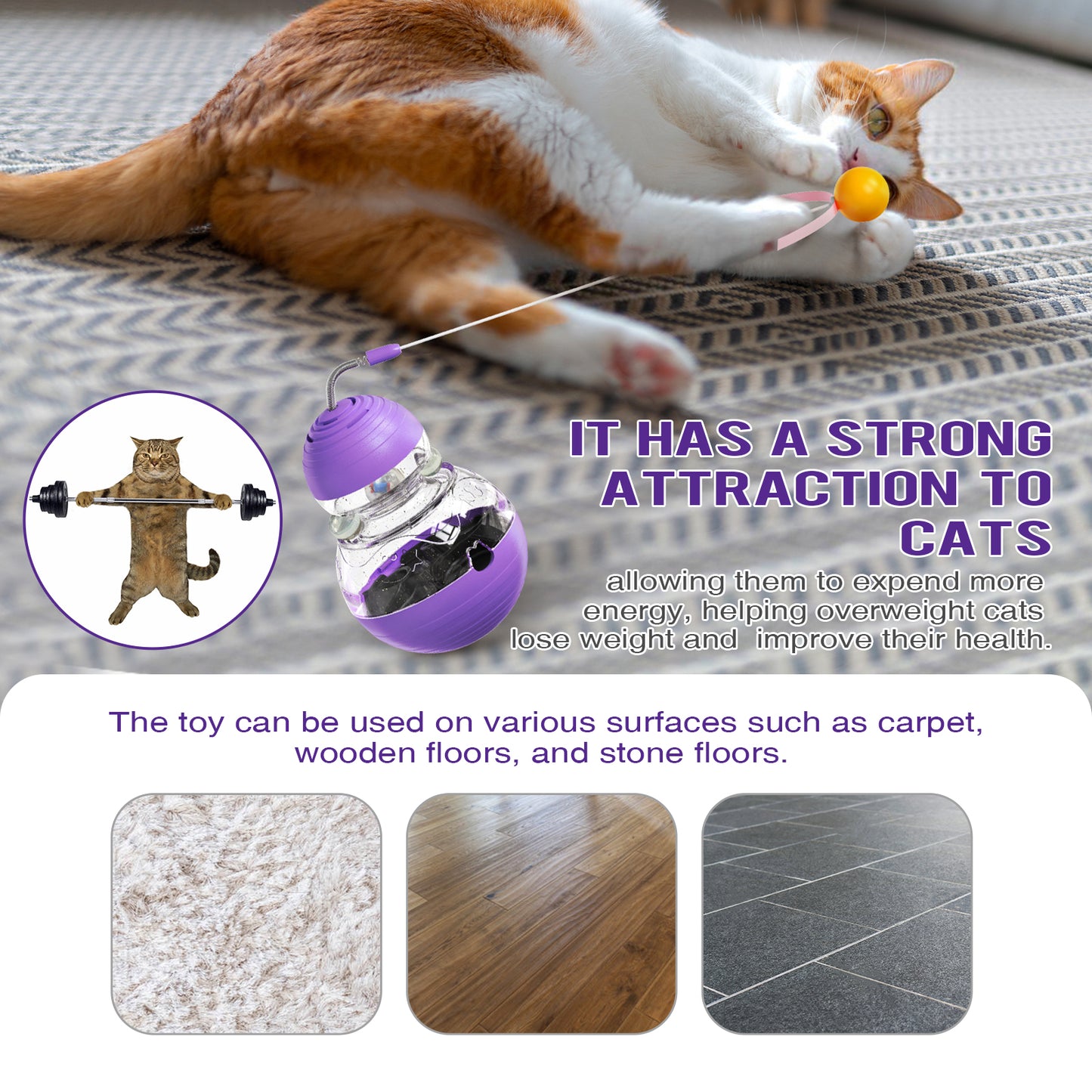 Cat Toy for Indoor,Cats Toys Wobble Kitten Treat Dispensing Ball Food Dispenser Feeder Balls Kitty Stimulating Indoor Interactive Puzzle Game Gift