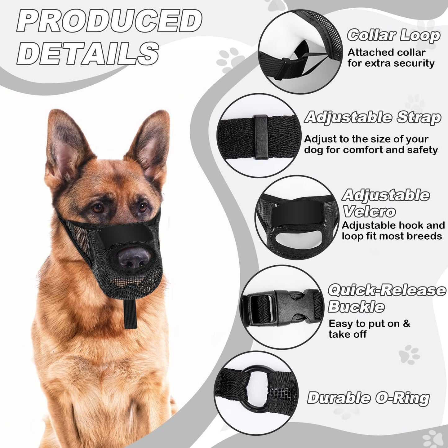 Dog Muzzle, Soft Air Mesh Muzzle for Small Medium Large Dogs Anti Biting Barking Chewing Scavenging, Breathable Adjustable Loop Pets Muzzle with Front Opening Design Allows Panting Drinking,Black XL