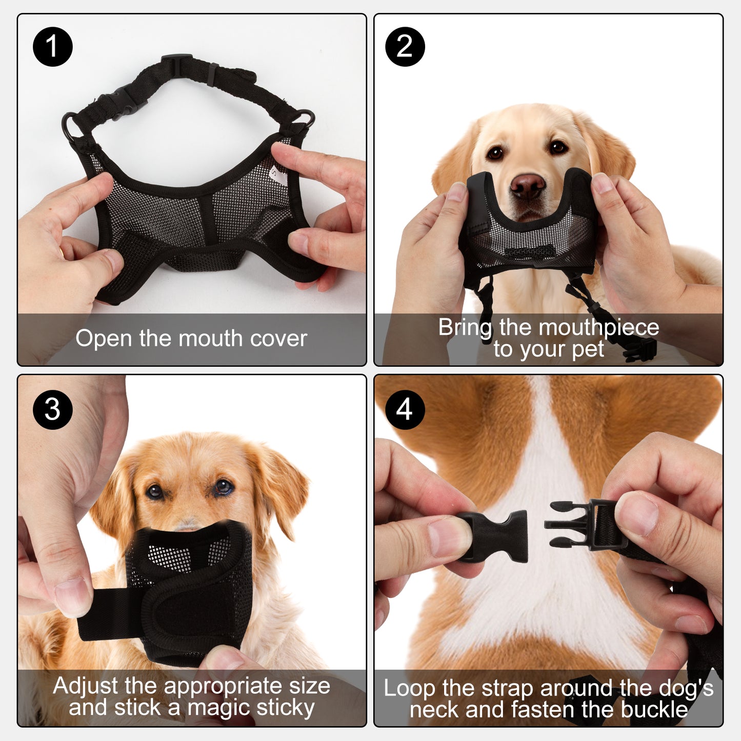 Dog Muzzle, Soft Air Mesh Muzzle for Small Medium Large Dogs Anti Biting Barking Chewing Scavenging, Breathable Adjustable Loop Pets Muzzle with Front Opening Design Allows Panting Drinking,Black XL