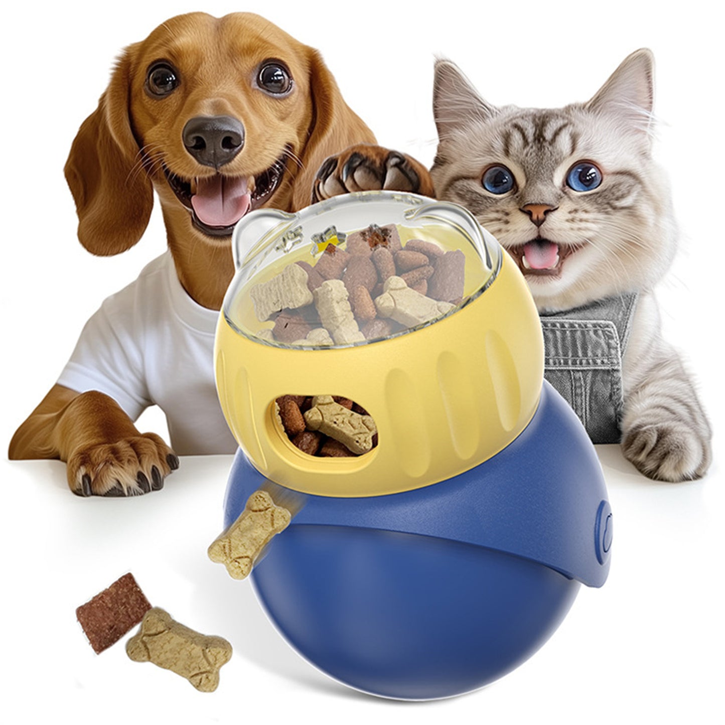 Cat Puzzle Ball for Cat&Mini Dogs Adjustable No-Tip Treat Dispensing Toys Food Dispenser Balls Cognitive Enrichment Toy Slow Feeding Interactive Mind Stimulating Game
