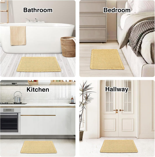 Bathroom Rugs, Absorbent Non Slip Bath Rugs, Machine Washable Bath Mats for Bathroom Floor, Tub and Shower,Beige 17x24"
