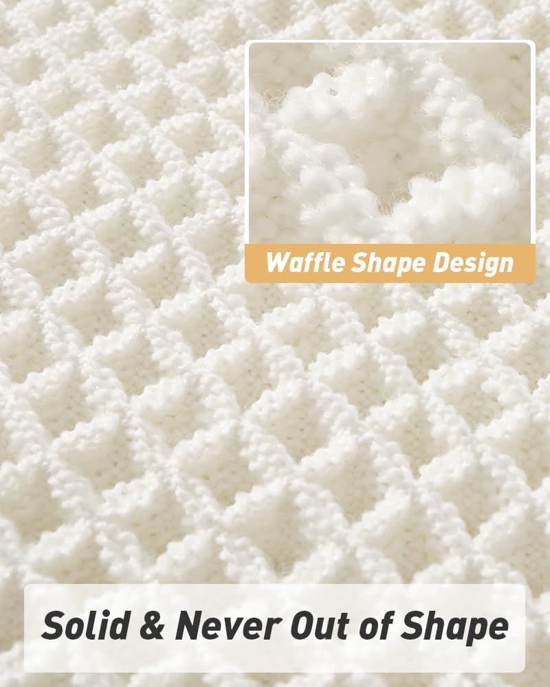 Waffle Bath Mat,Super Absorbent Non Slip Bathroom Rugs ,Machine Washable Floor Mats,White 17x24"