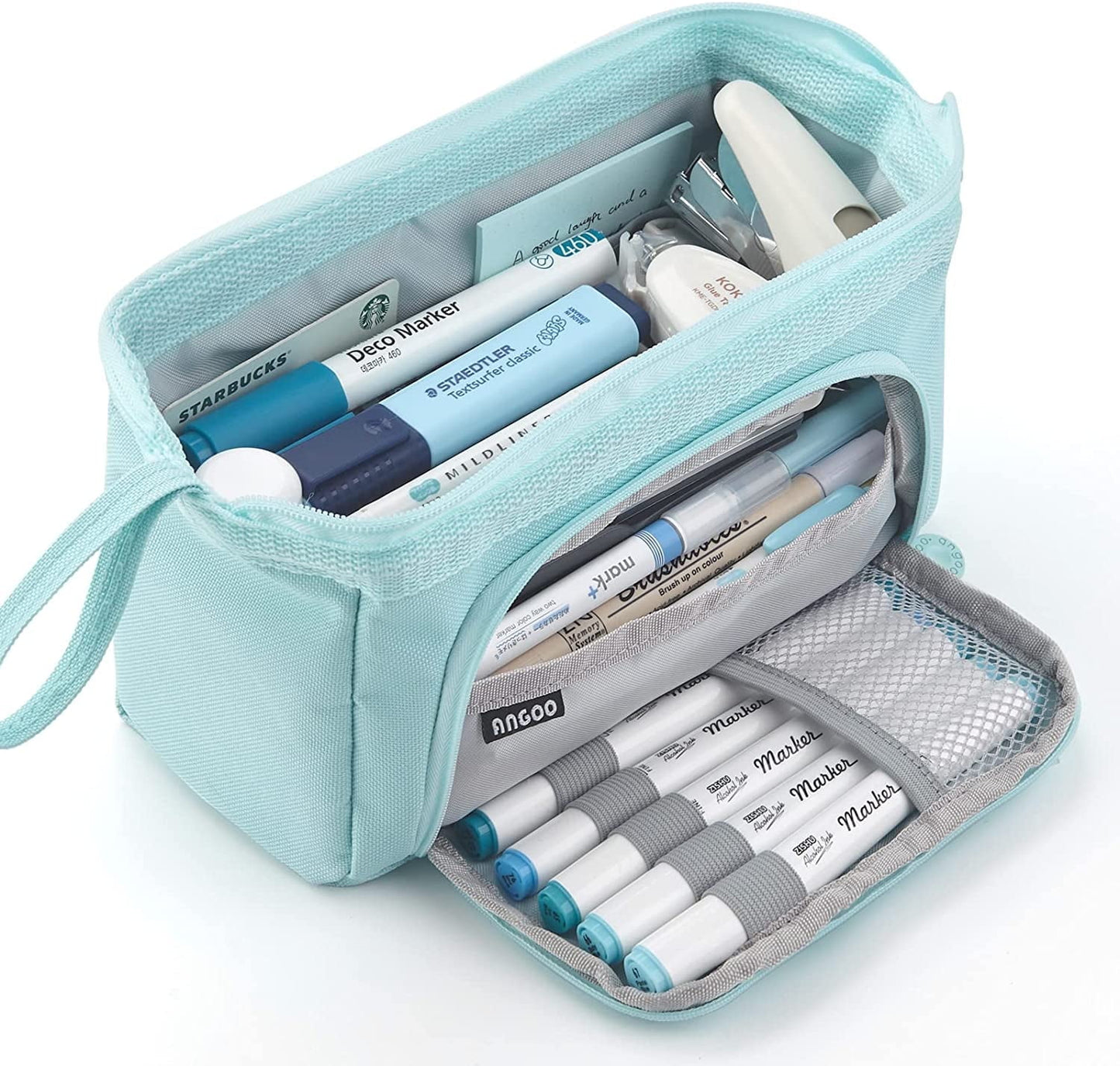 Ameitech Pencil Case,Large Capacity Pencil Pouch Handheld Pen Bag for School Teen Girl Boy,Blue