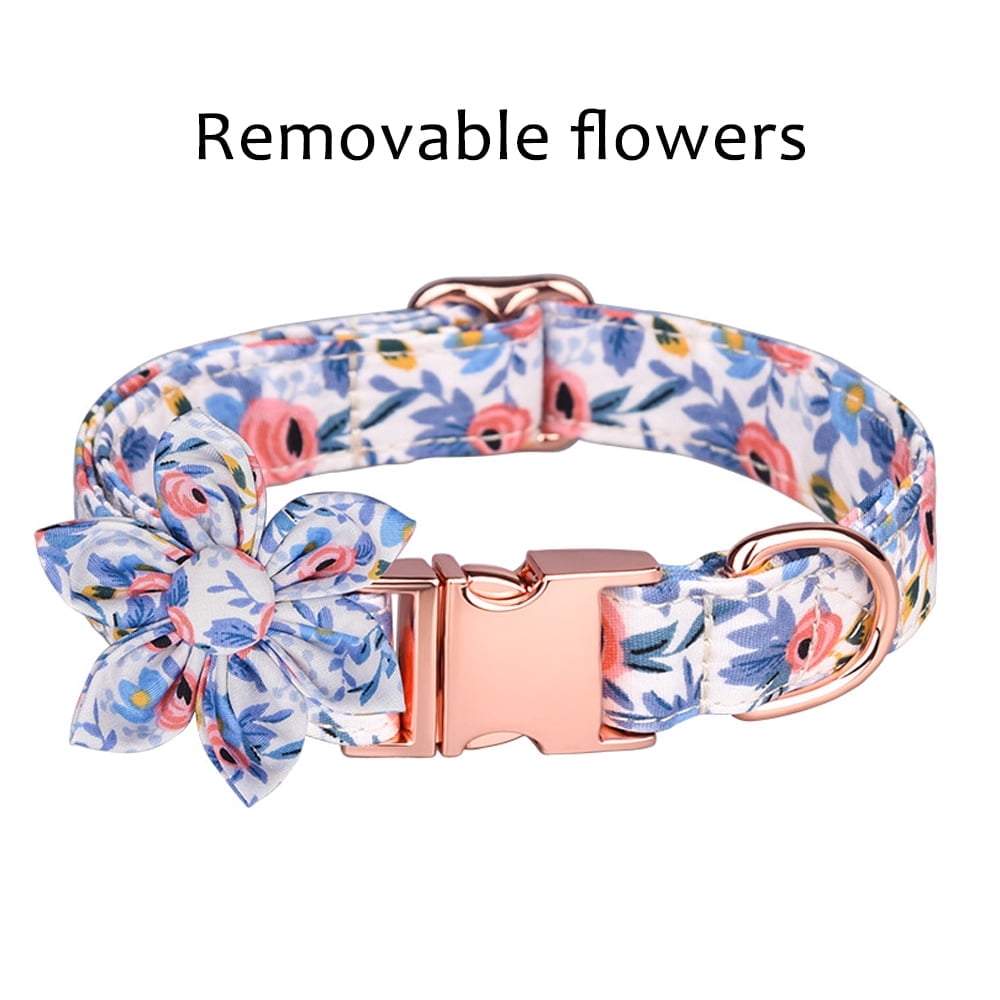 Cat Collar Flower, Cute Blue Cat Collars with Flower, Adjustable Cotton Summer Cats Flower Collar with Metal Buckle for Small Medium Large Boy Girl Cats