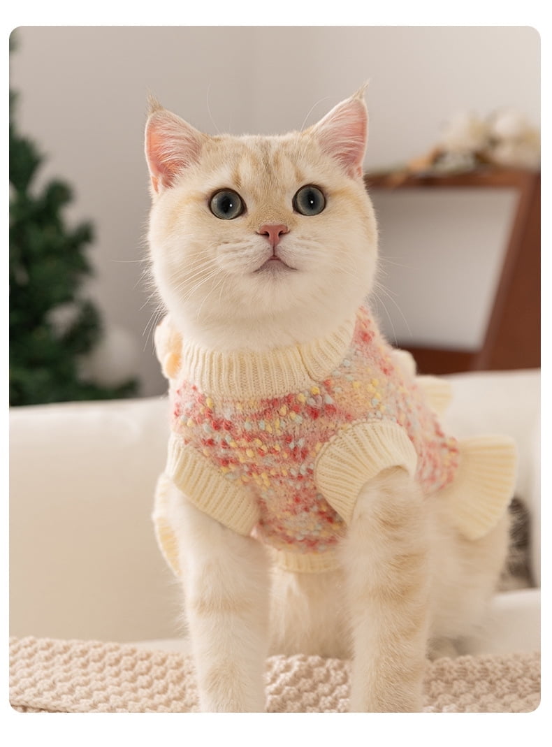 Dog Knitted Sweater Puppy Sweater Warm Soft Pet Holiday Clothes for Small Cats and Dogs,Pink L