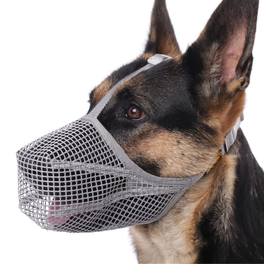 Ameitech Adjustable Breathable Mesh Soft Fabric Dog Basket Muzzle, Gray XS