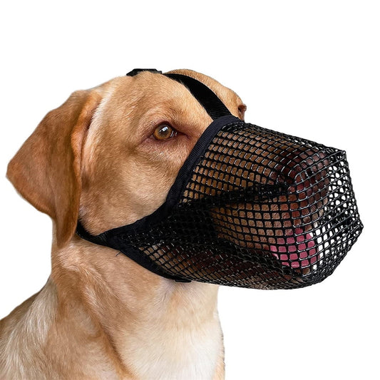 Dog Muzzle,Soft Mesh Muzzle for Small Dogs,Adjustable Puppy Muzzles for Scavenging Biting Licking and Chewing,Allows Panting and Drinking,Black S