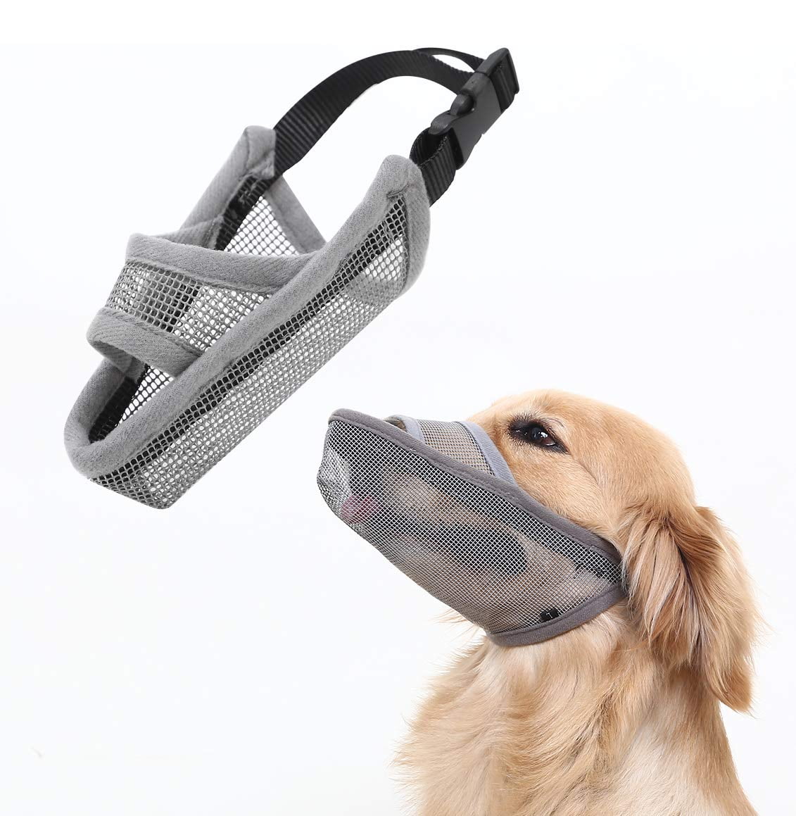 Dog Muzzle Anti Biting Barking and Chewing with Comfortable Mesh Soft Fabric and Adjustable Strap, Suitable for Small Dogs,Orange S