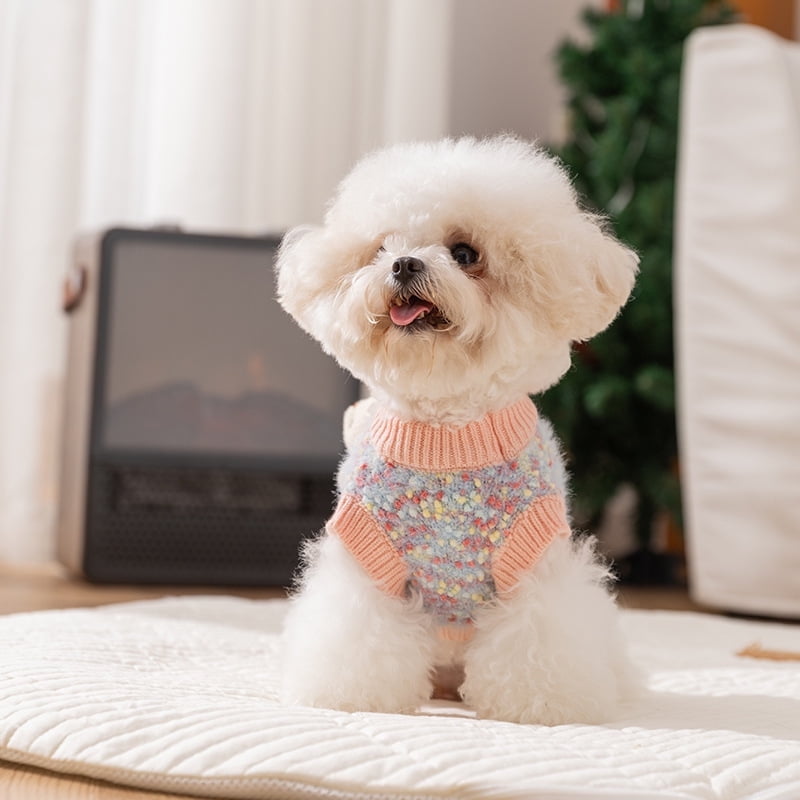 Small Dog Pullover Sweater, Cold Weather Knitwear, Classic Thick Warm Clothes for Chihuahua, Bulldog, Dachshund, Pug, Yorkie,Blue L