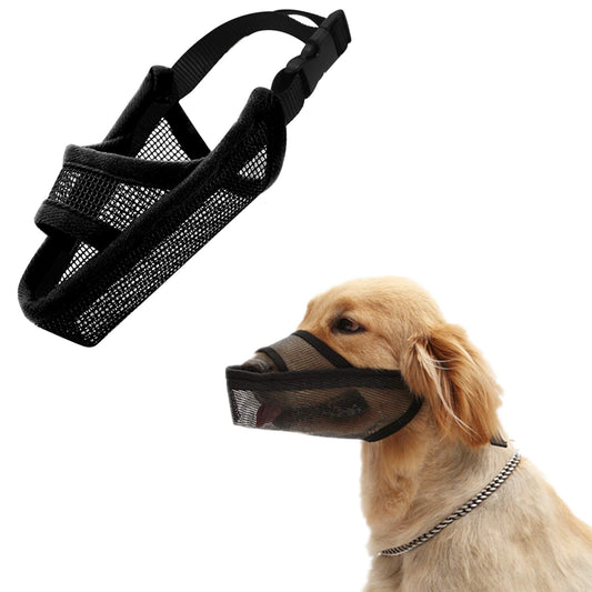 Nylon Dog Muzzle Air Mesh Breathable for Medium Large Dogs, and Stick Out Tongue Drinkable Pet Muzzle for Anti-Biting Anti-Licking (Large, Black)