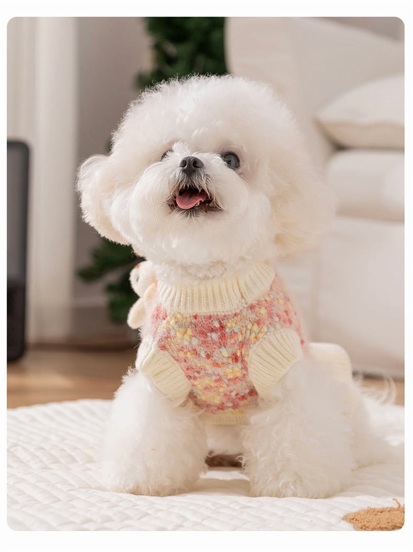Warm Dog Sweater, Soft Pet Knitwear, Knitted Pullover, Winter Pet Clothes for Small Medium Dogs Cats,Pink M