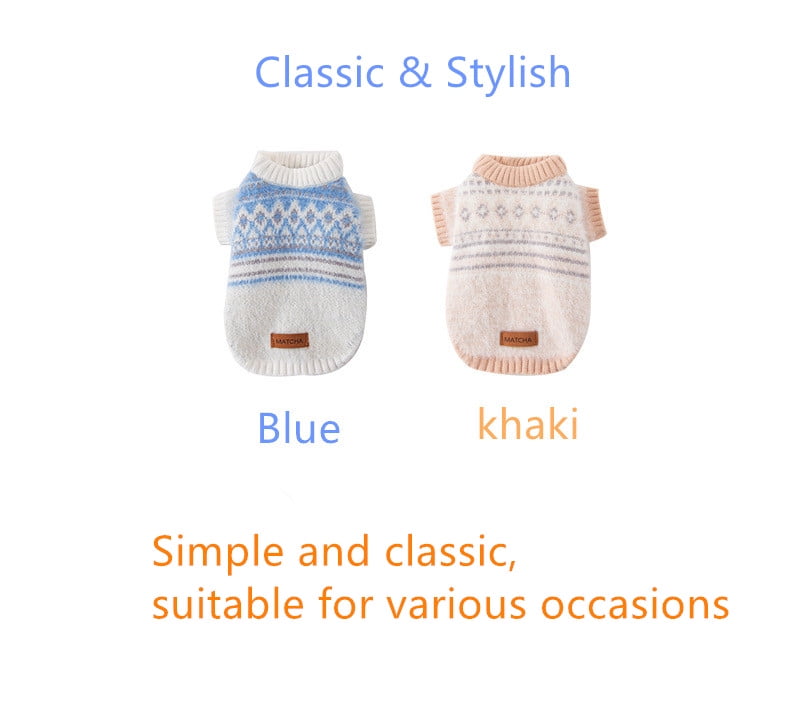 Dog Sweater, Thermal Dog Sweatshirt, Dog Winter Clothes for Small Dogs, Doggy Pullover Jumper, Pet Outfit, Blue S