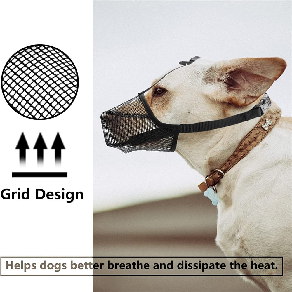Ameitech Adjustable Breathable Mesh Soft Fabric Dog Basket Muzzle, Gray XS
