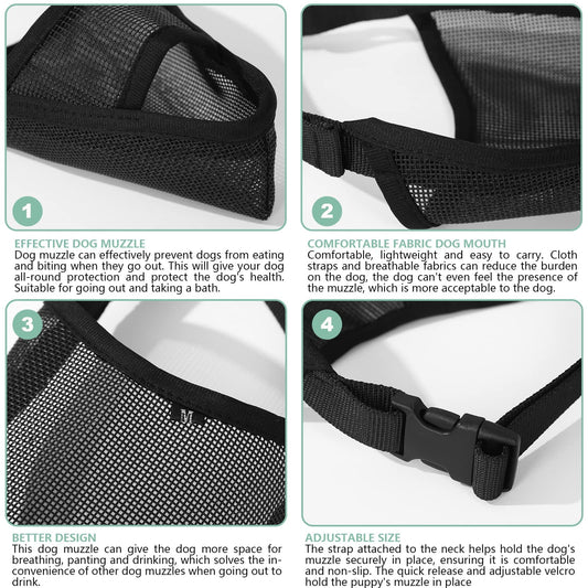 Dog Muzzle,Soft Nylon Muzzle Anti Biting Barking Chewing,Air Mesh Breathable Drinkable Adjustable Pets Muzzle for Large Dogs,Black XL