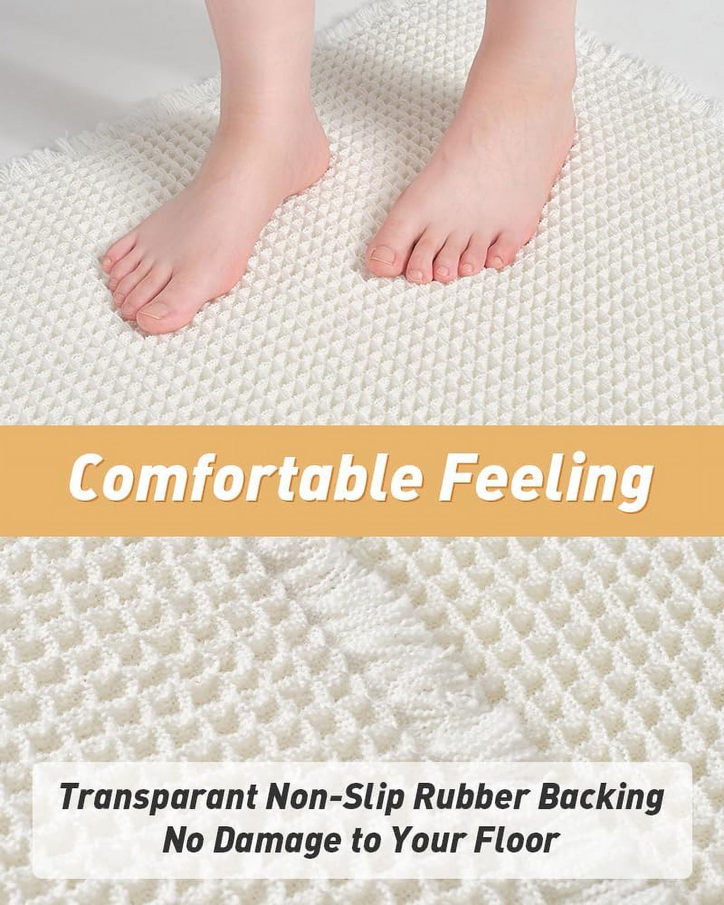 Waffle Bathroom Rug,Absorbent Non Slip Bath Mats for Bathroom Machine Washable Bathroom Runner Rug with Tassels, Ideal for Hallway Bedroom Laundry Room,24X36"