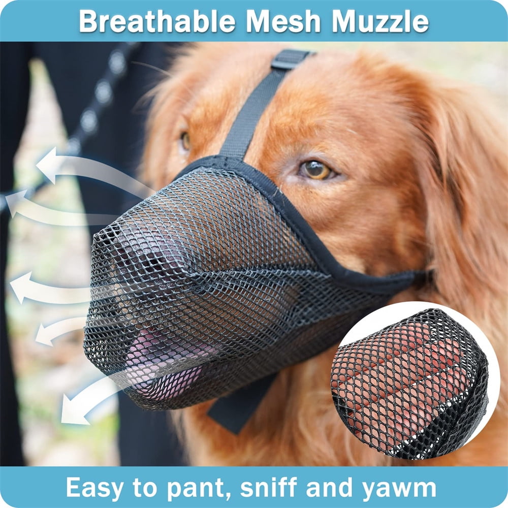 Dog Muzzle,Soft Mesh Muzzle for Small Dogs,Adjustable Puppy Muzzles for Scavenging Biting Licking and Chewing,Allows Panting and Drinking,Black S