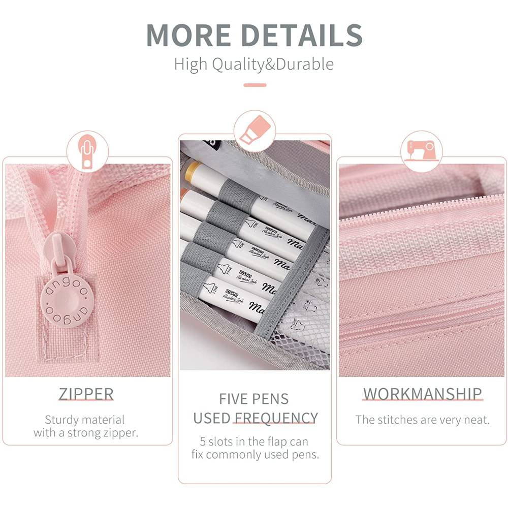 Ameitech Pencil Case,Large Capacity Pencil Pouch Handheld Pen Bag,School Supplies for Teen Girls，Pink